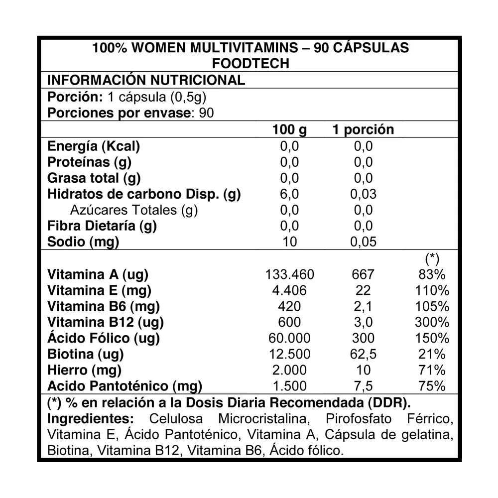 100% Women Multivitaminico 90 Capsulas - Foodtech