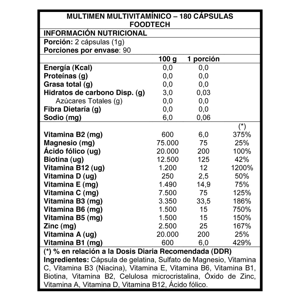Multi Men Multivitamínico - 180 Cápsulas de Foodtech